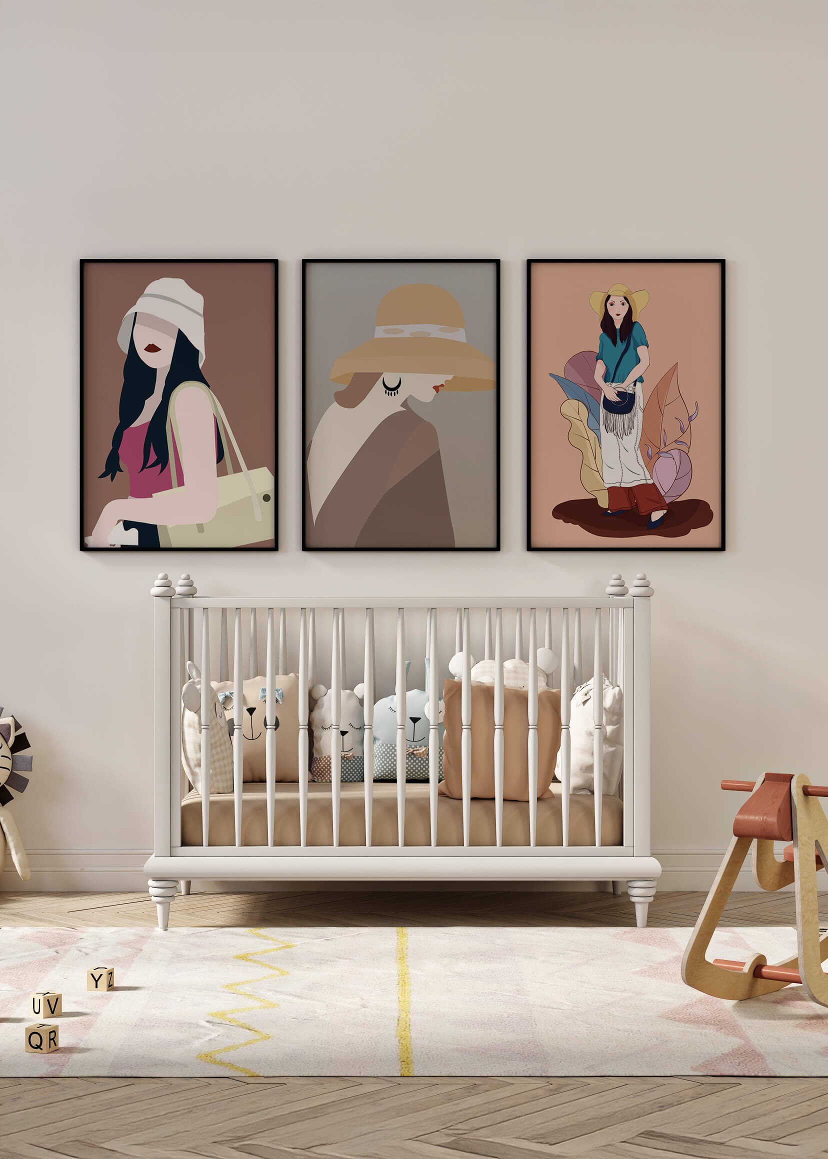 Retratos Modernos de Mujeres con Sombreros en Estilo Vectorial
