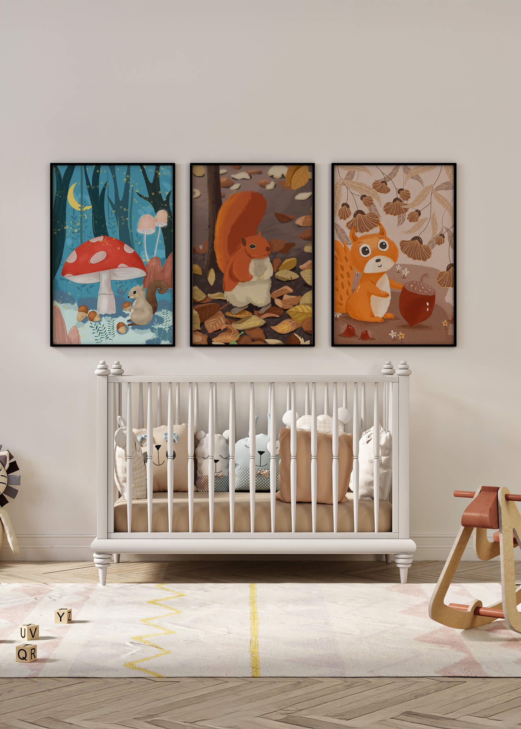 Ilustraciones De Animales En Un Bosque Otoñal