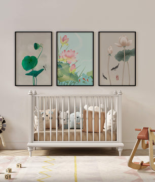 Images de fleurs de lotus avec des designs minimalistes