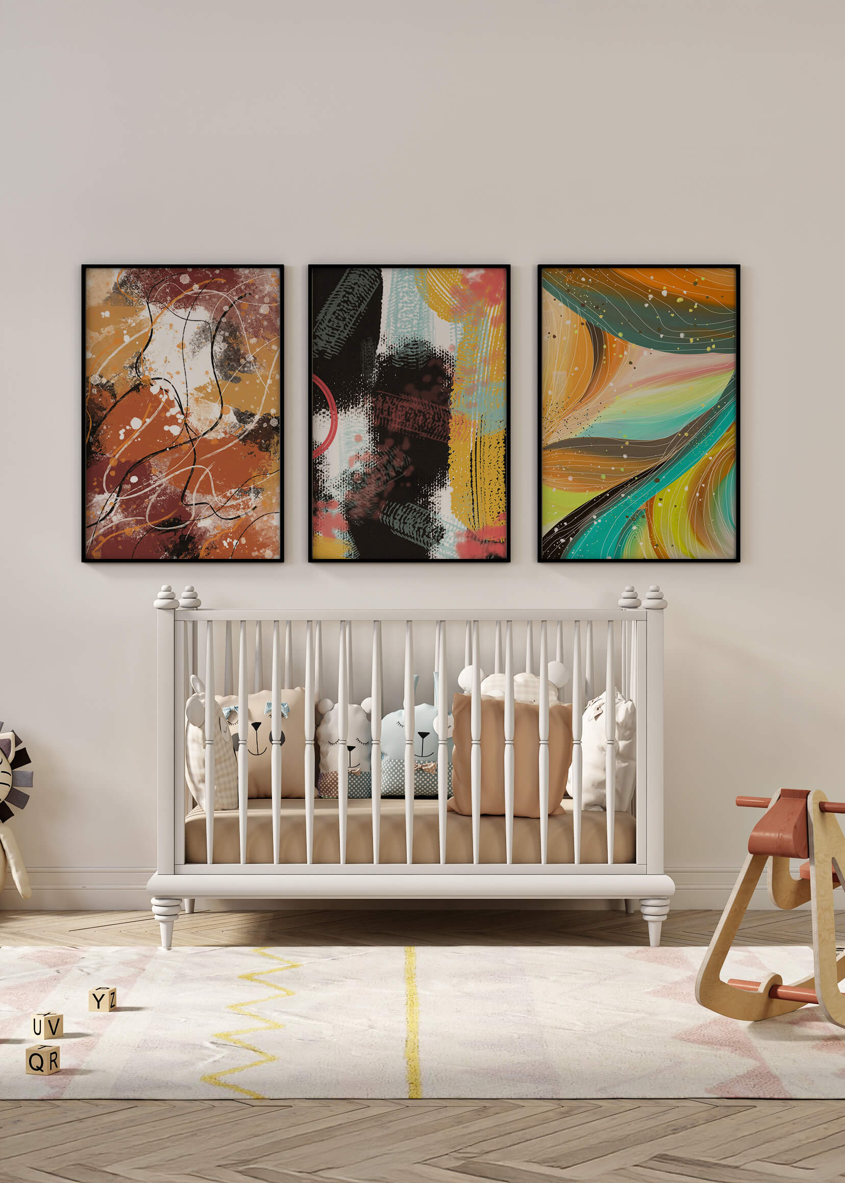 Conjunto De Cuadros Abstractos De Impresión En Alta Calidad
