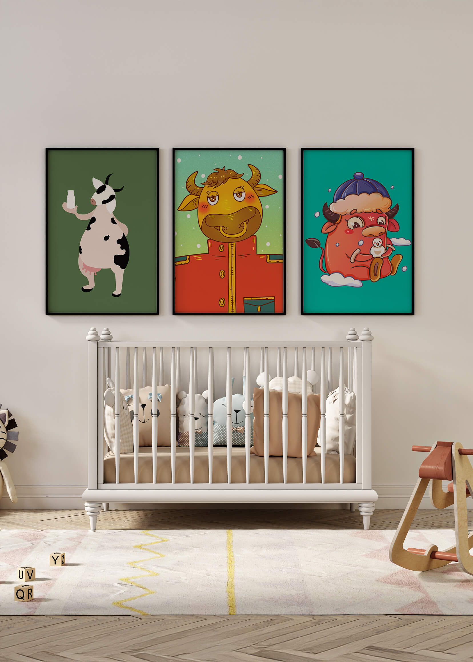 Animaux Illustrés dans des Cadres en Bois