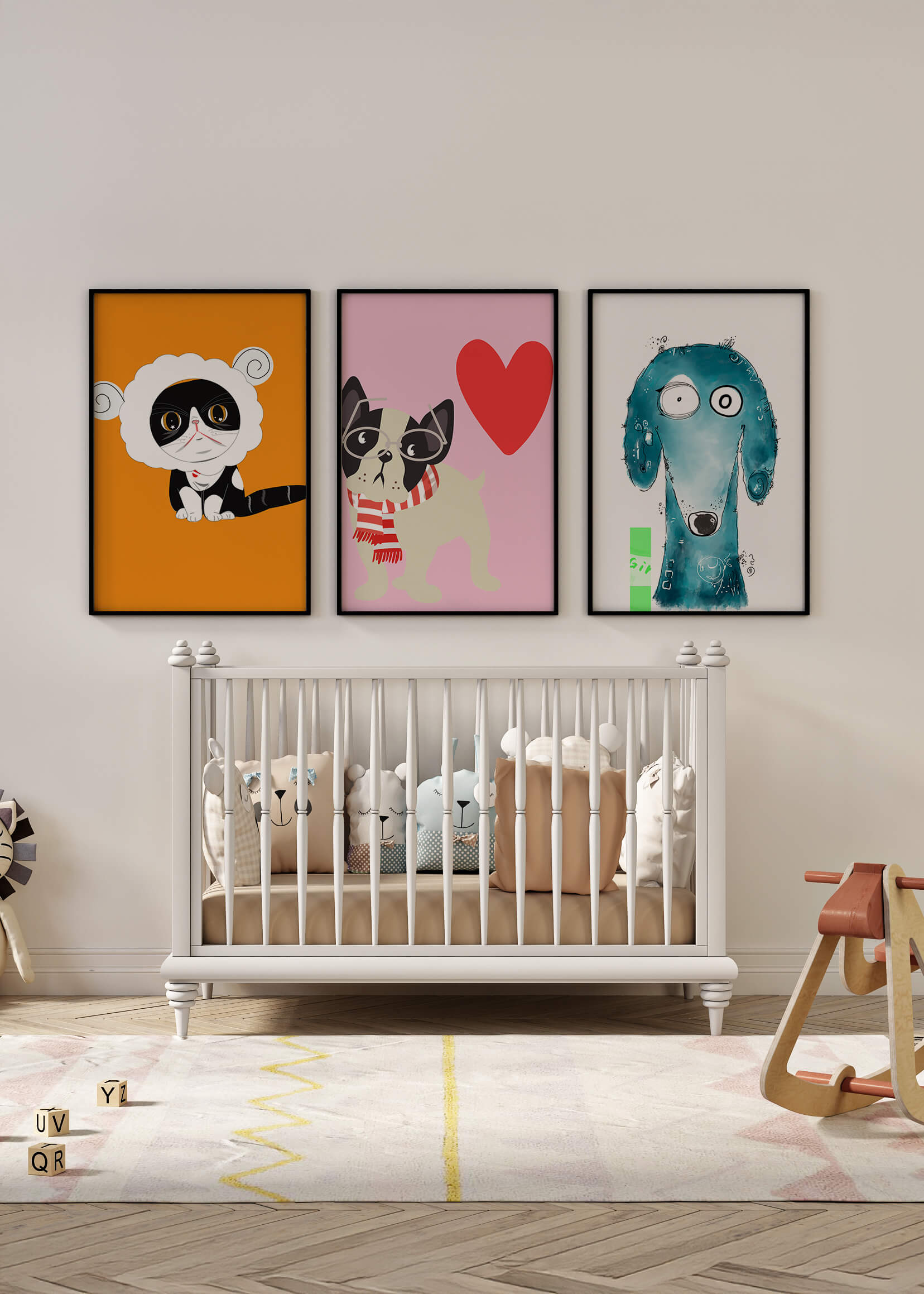 Illustrations d’animaux en couleurs pastel