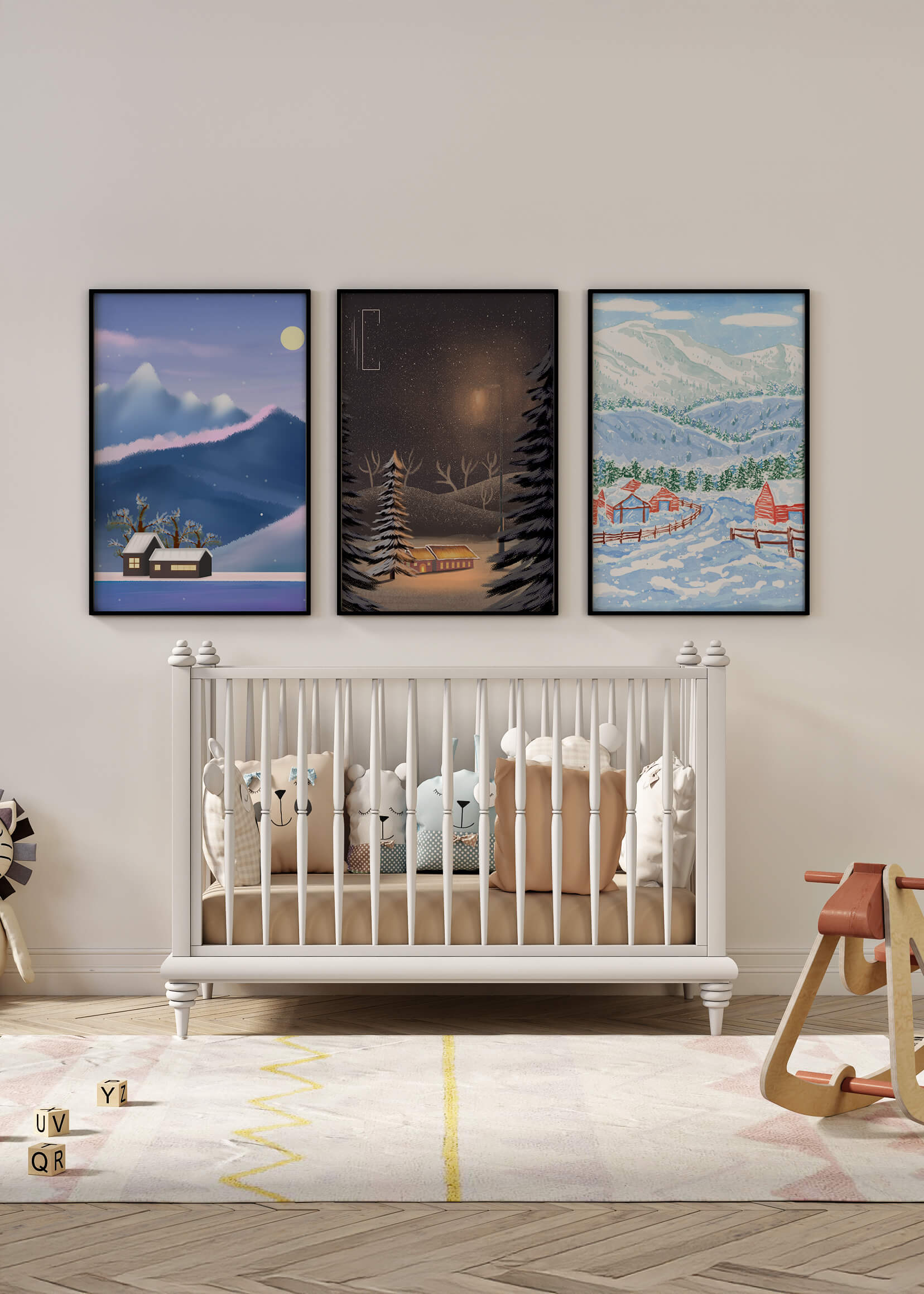 Tableaux de paysages hivernaux avec impression de haute qualité