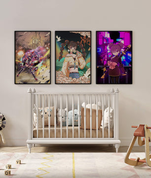 Impressions artistiques d'anime sans cadre avec lumière néon