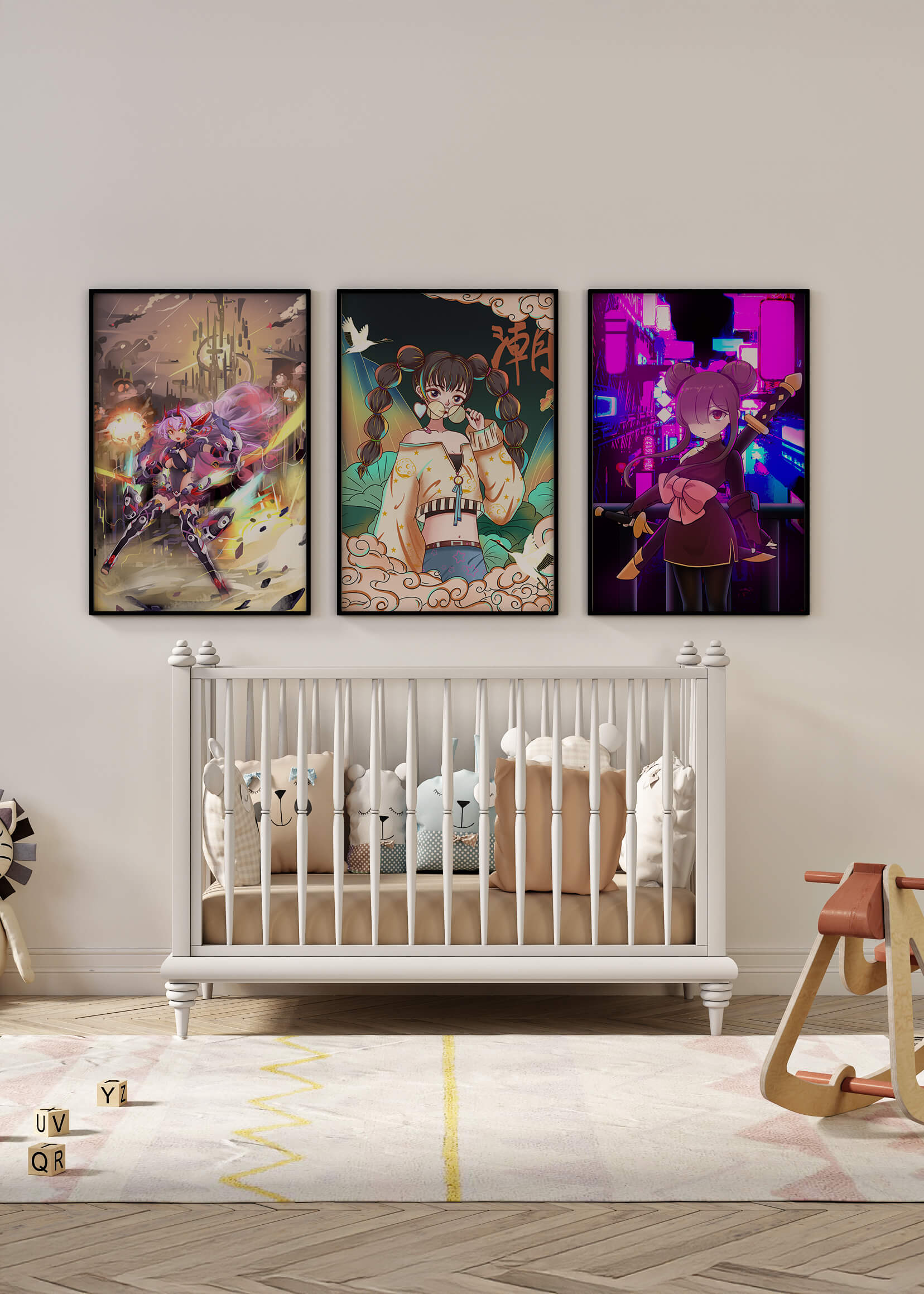 Impresiones Artísticas de Anime sin Marco con Luz Neon