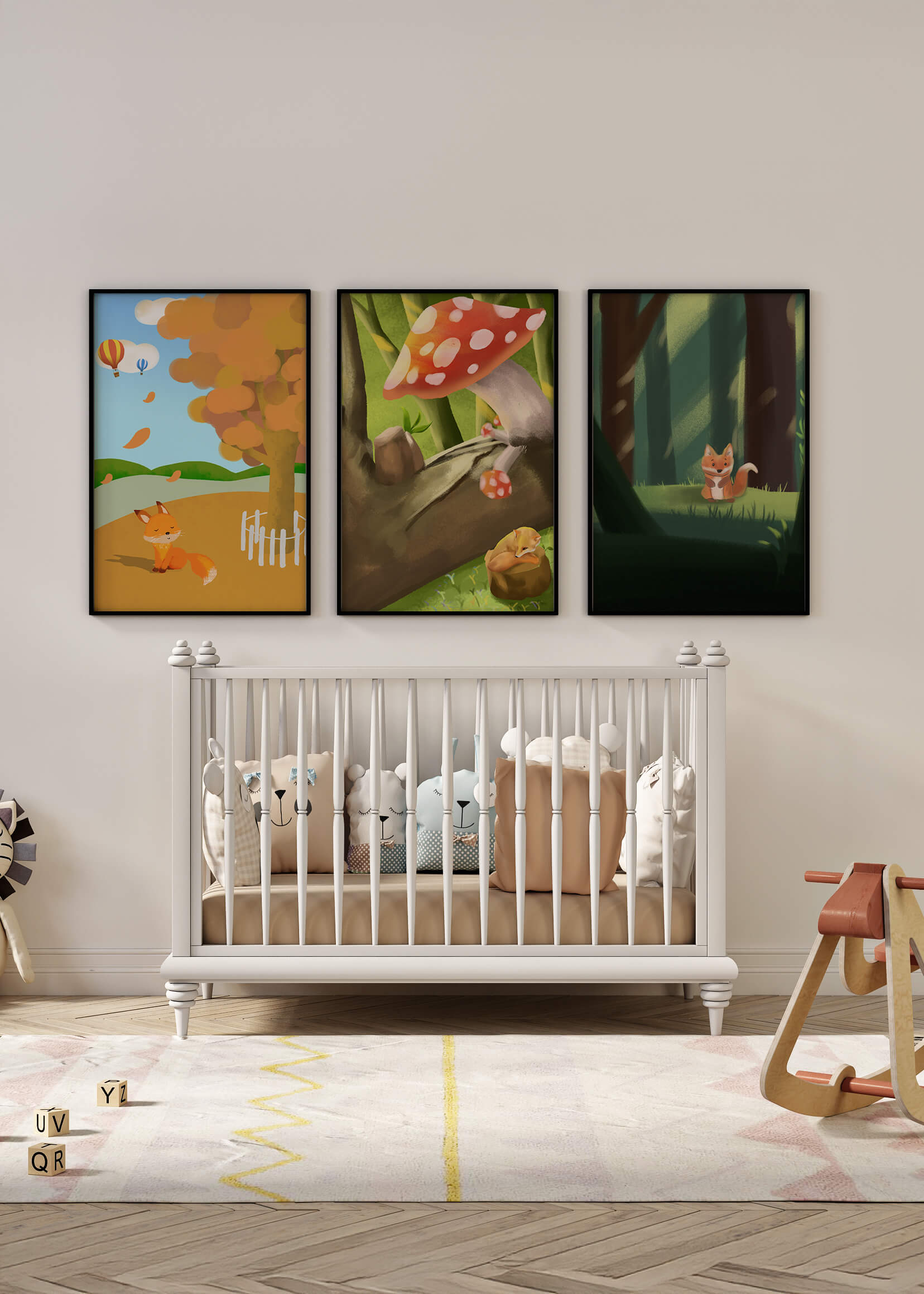 Tableaux d'animaux de la forêt en illustrations artistiques