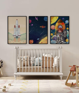 Astronautes et vaisseaux spatiaux dans des illustrations modernes