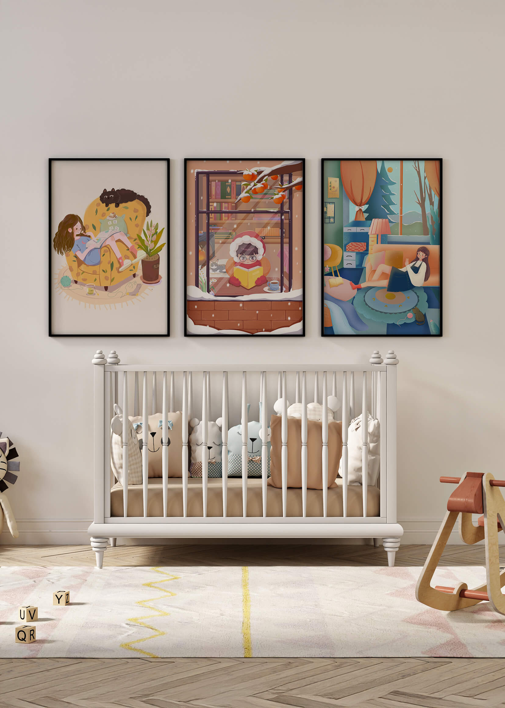 Décorations artistiques chaleureuses pour la maison avec illustrations d'hiver