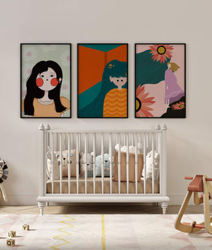 Illustrations modernes colorées sans cadre avec portraits