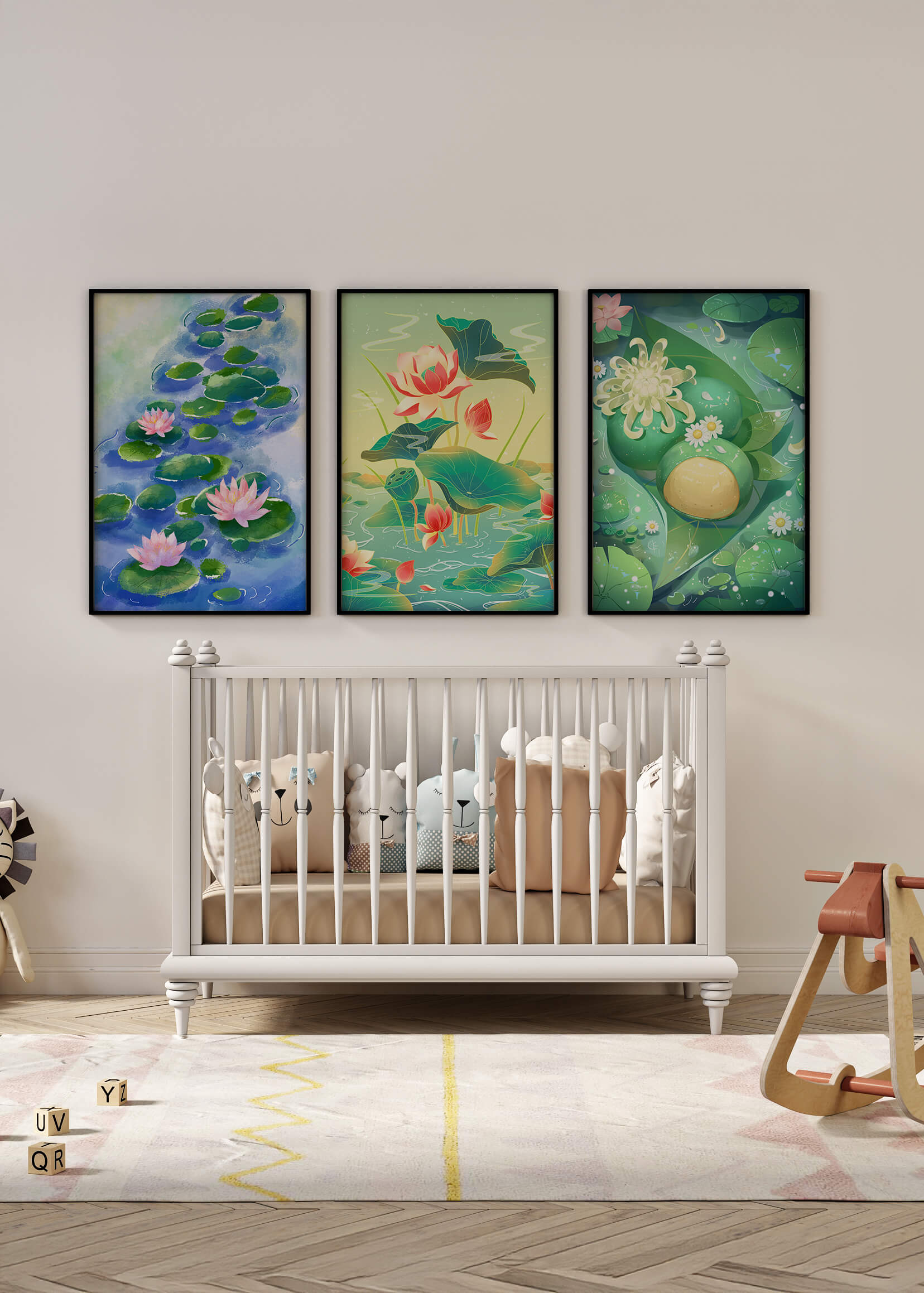 Peintures de nénuphars et de fleurs en style moderne