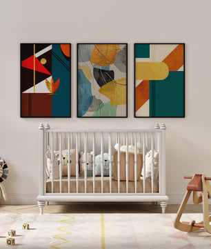 Art abstrait moderne avec des éléments géométriques et des détails dorés