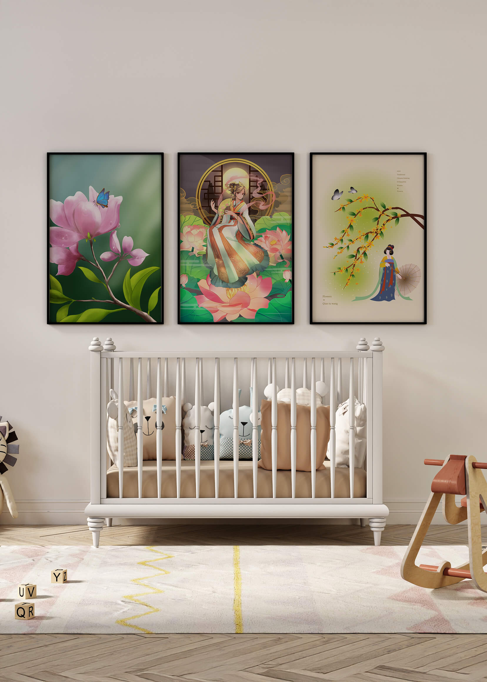 Ensemble d’impressions d’art oriental sans cadre