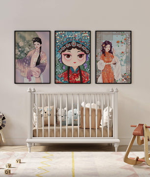 Élégantes illustrations de femmes en style oriental avec impression de haute qualité