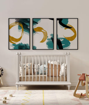 Decoración abstracta moderna sin marco con elementos dorados