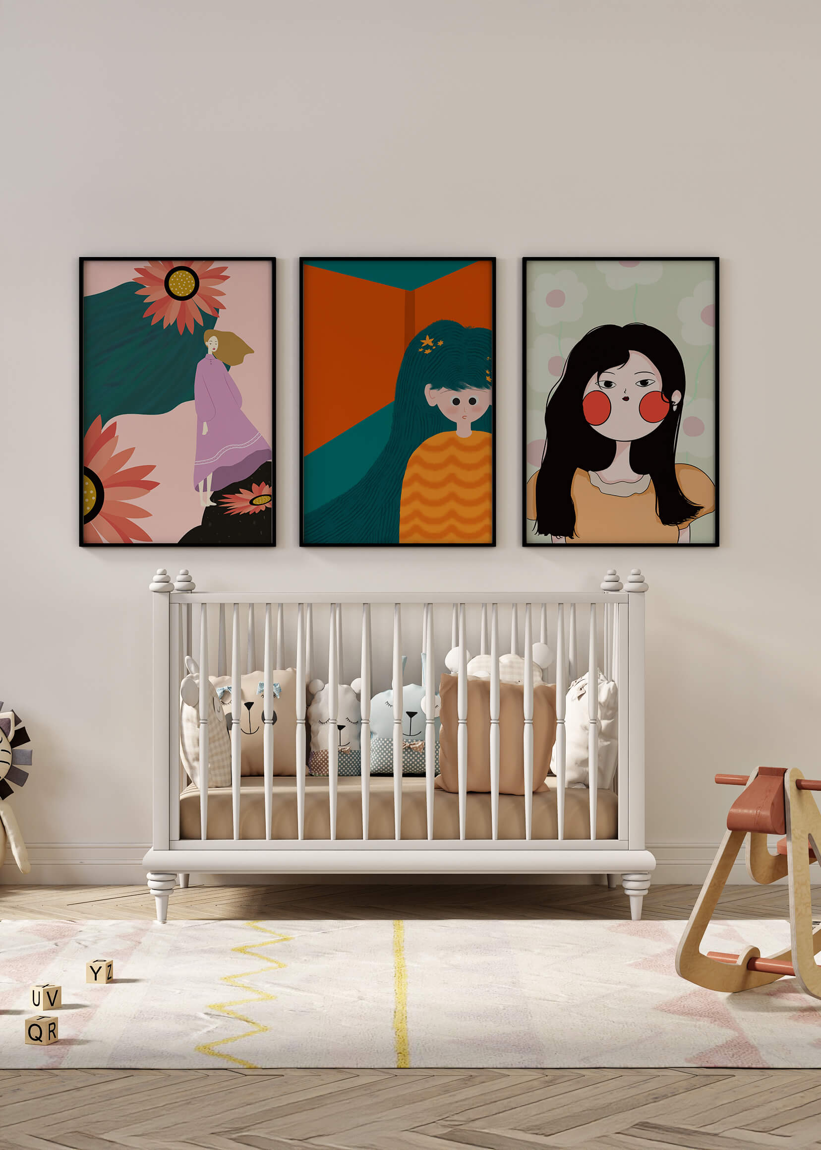Art moderne coloré en trois designs verticaux