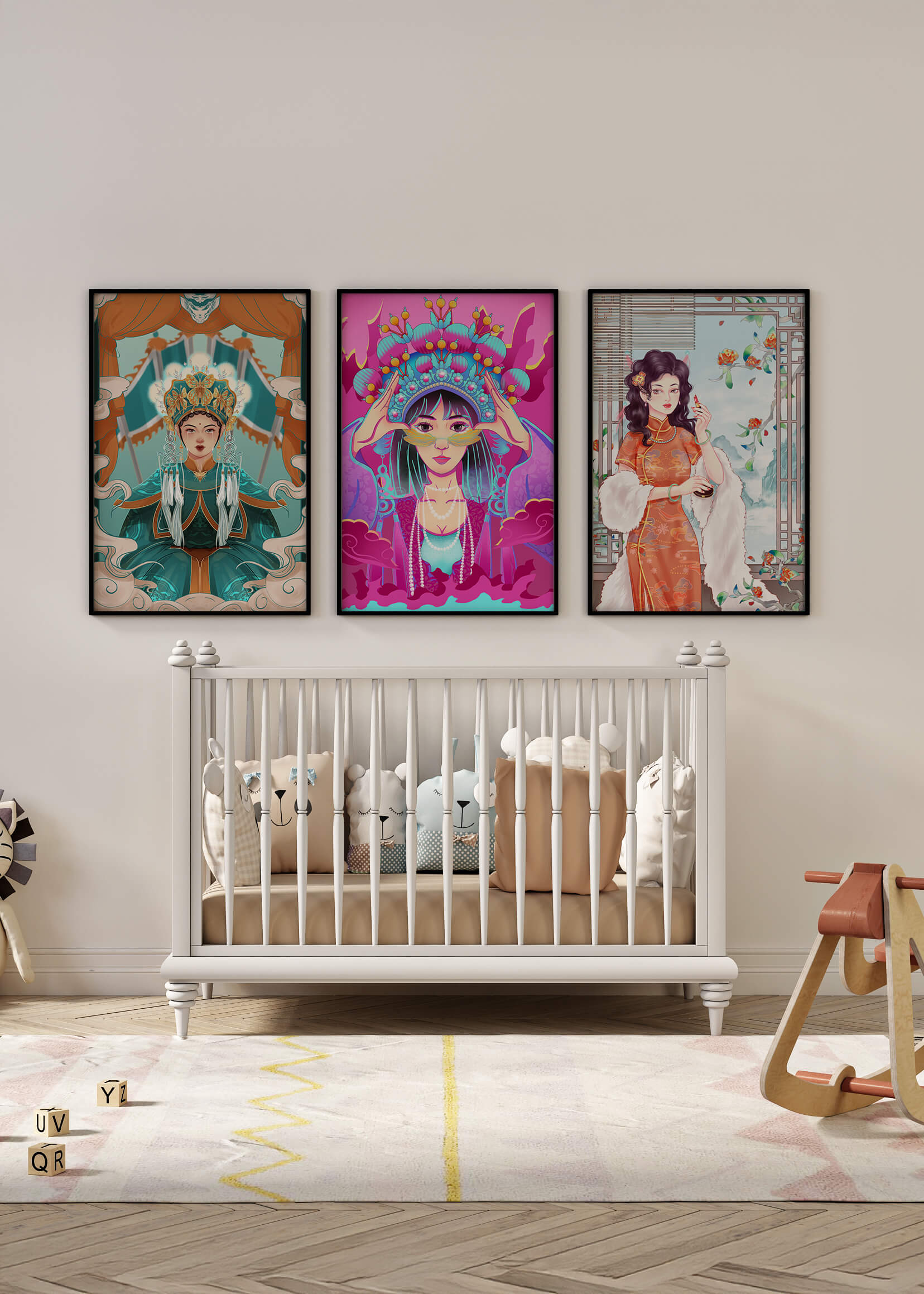 Art moderne de femmes en costumes traditionnels orientaux