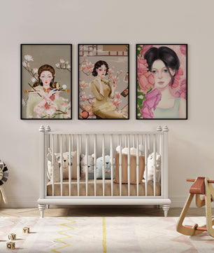 Arte Moderno de Mujeres Asiáticas en Decoración de Pared