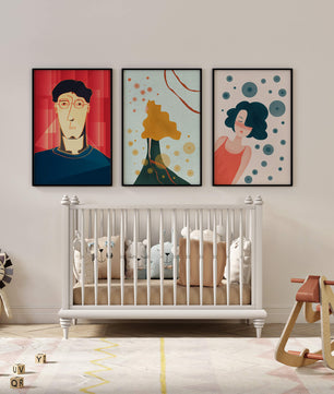 Triptyque d'art moderne avec impressions originales colorées