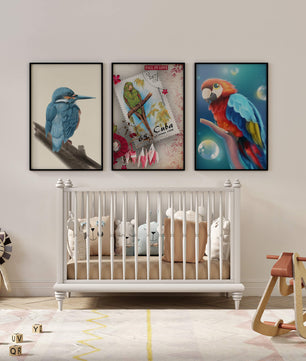 Arte Decorativo con Pájaros Coloridos en Impresión de Alta Calidad