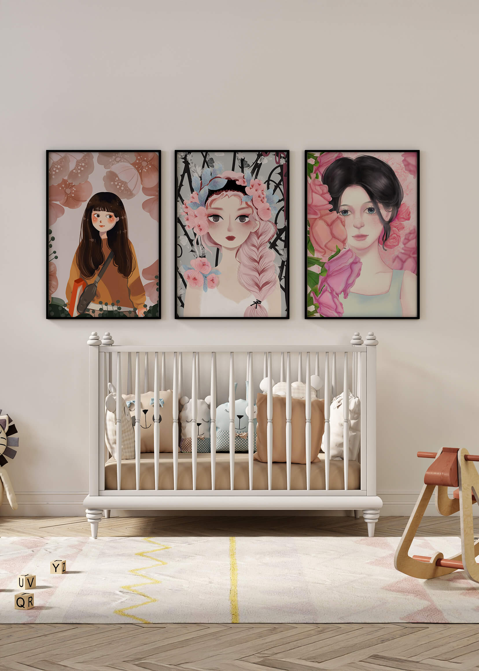 Illustrations artistiques de femmes avec des fleurs et inspiration botanique