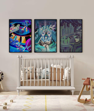 Impressions futuristes en art numérique sans cadre