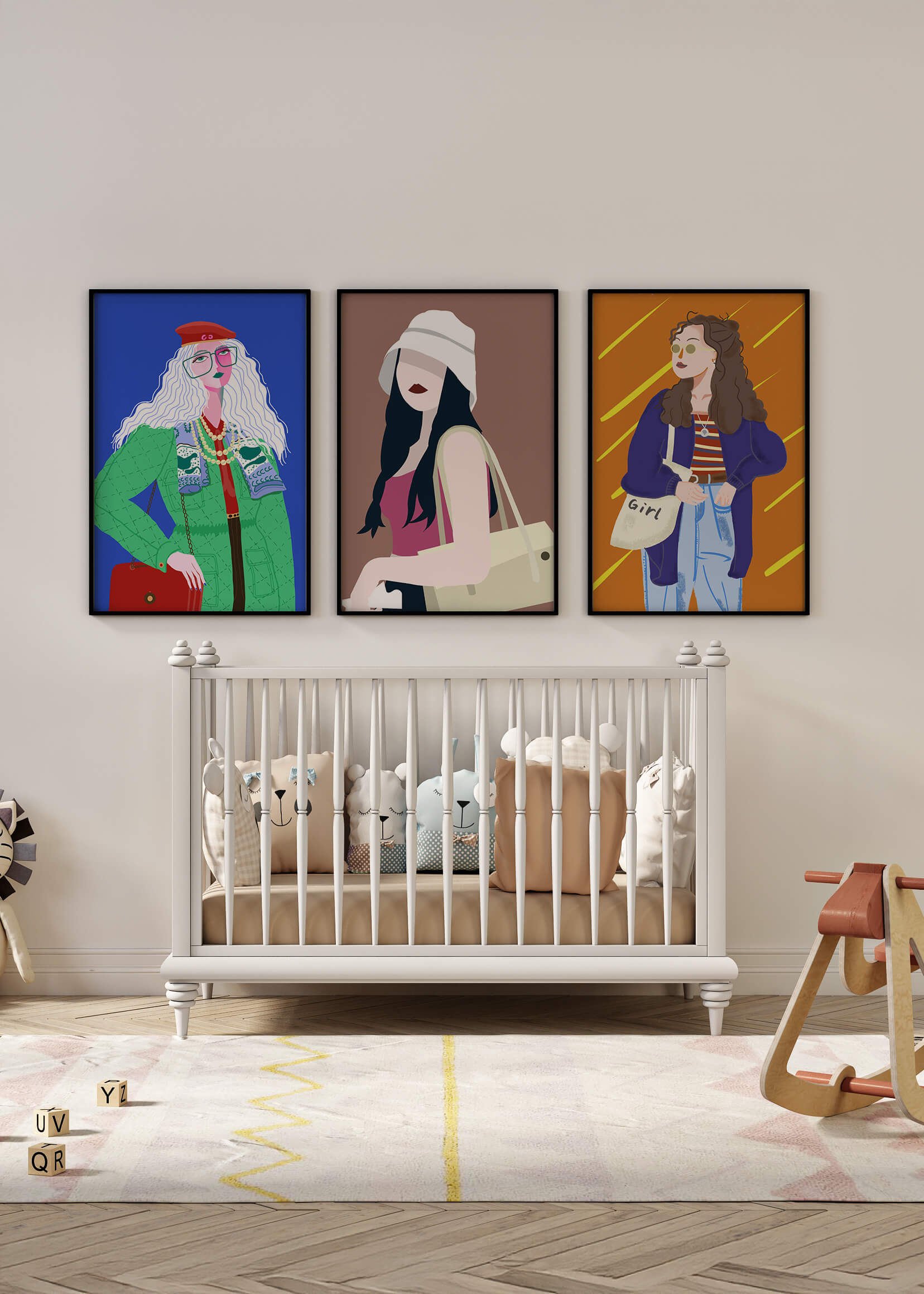 Conjunto de Retratos Modernos de Mujeres con Estilo en Arte Digital