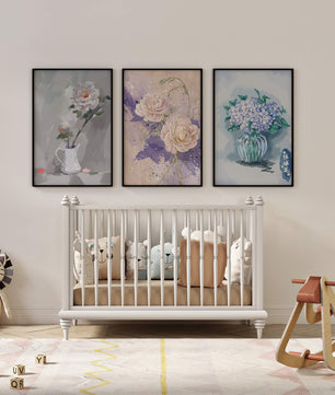 Ensemble d’art floral imprimé sans cadre au format vertical