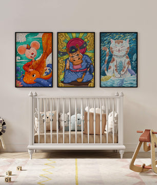 Ensemble d'illustrations d'animaux au style fantastique
