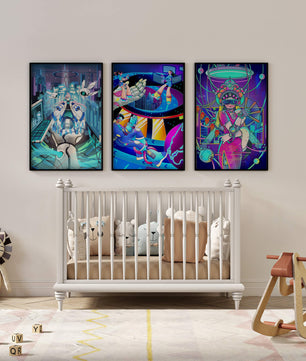 Œuvres d’art de science-fiction au design futuriste et aux couleurs vives