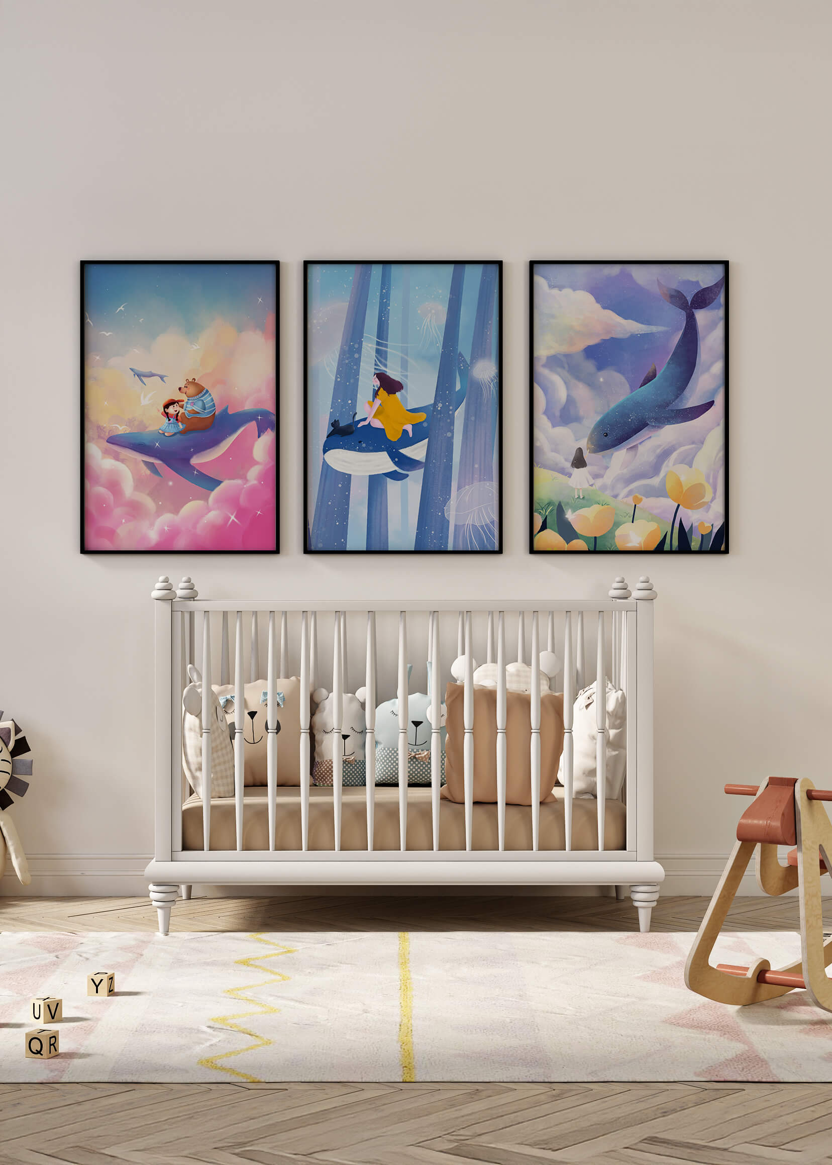 Images illustratives avec des animaux marins et des figures humaines