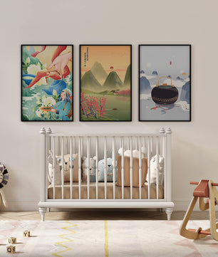 Art moderne avec paysages naturels et détails colorés
