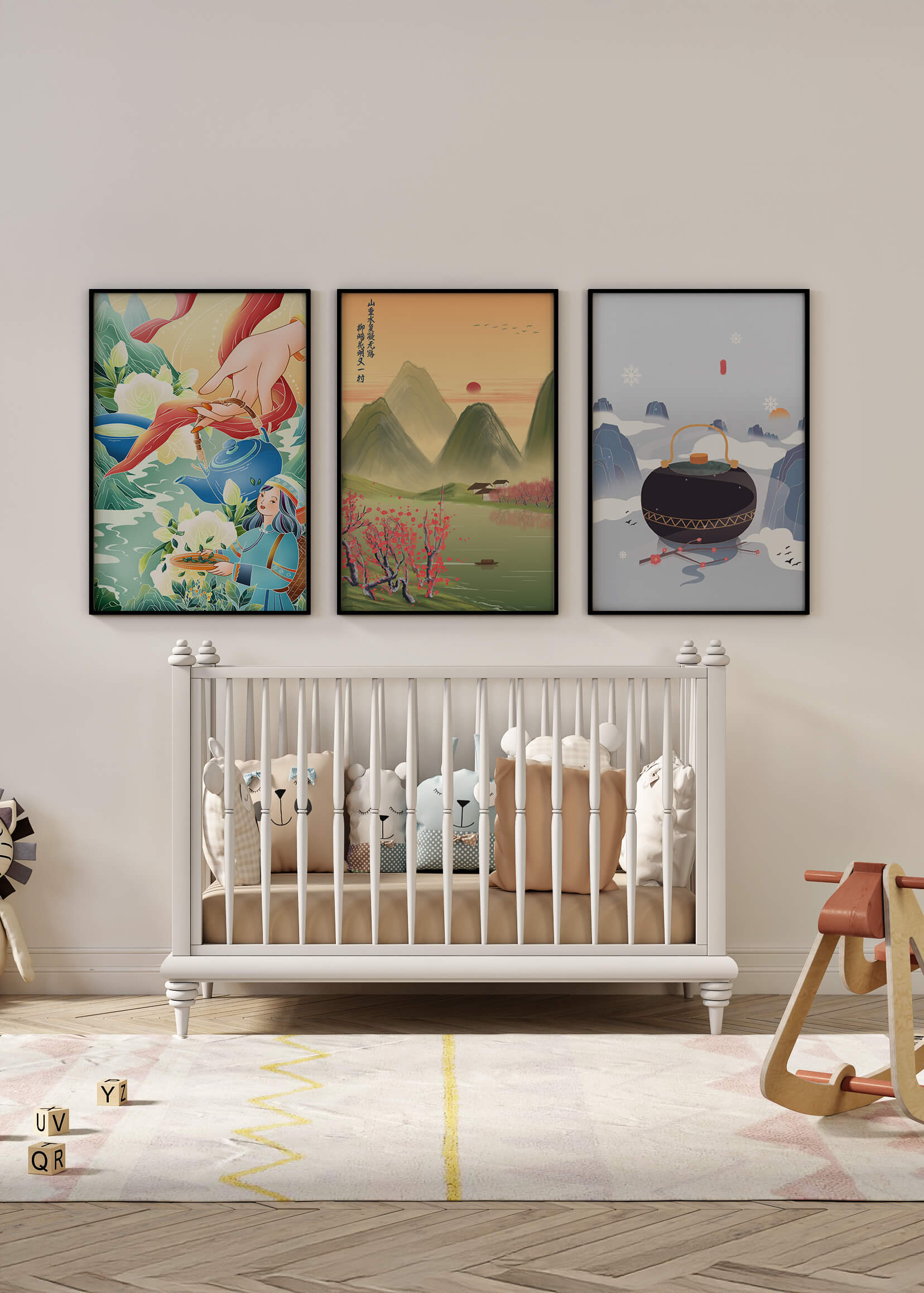 Art moderne avec paysages naturels et détails colorés