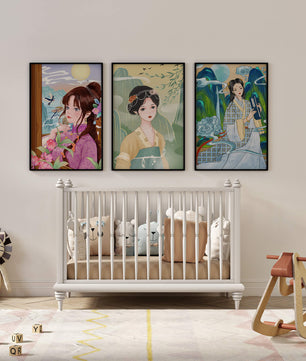 Ensemble d’illustrations de femmes asiatiques avec des éléments naturels