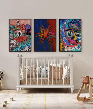 Ensemble d'œuvres d'art moderne aux couleurs vibrantes