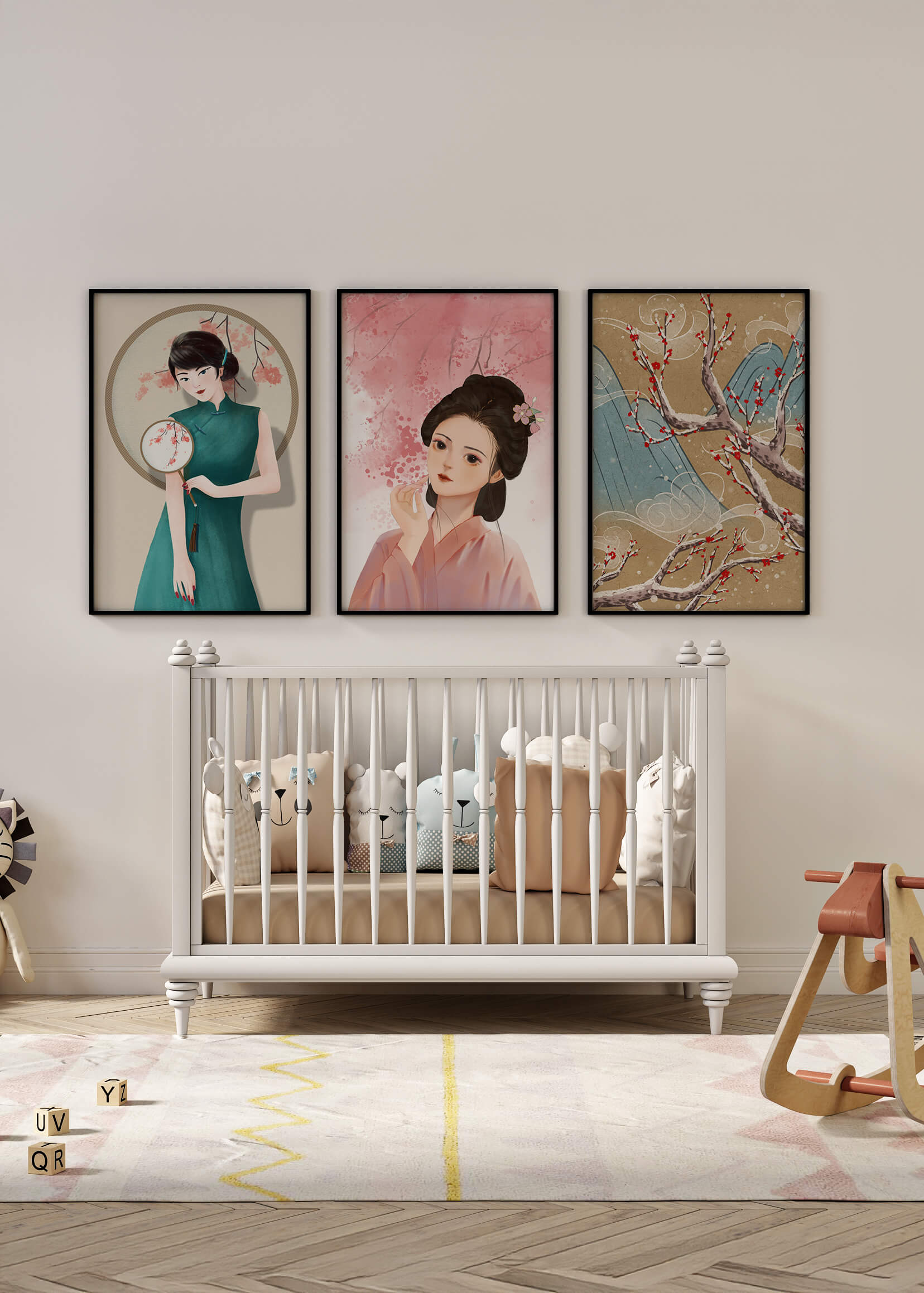 Elegante Arte Asiático en Estilo Moderno