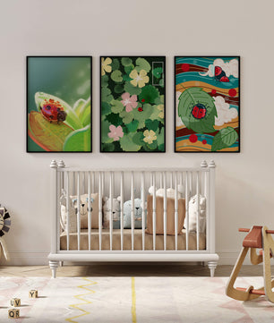 Tríptico De Mariquitas En Estilo Natural Moderno