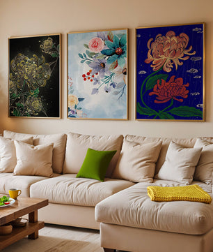 Pinturas Florales Sin Marco en Interiores Modernos