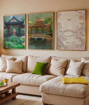 Triptyque de paysages asiatiques en impressions artistiques