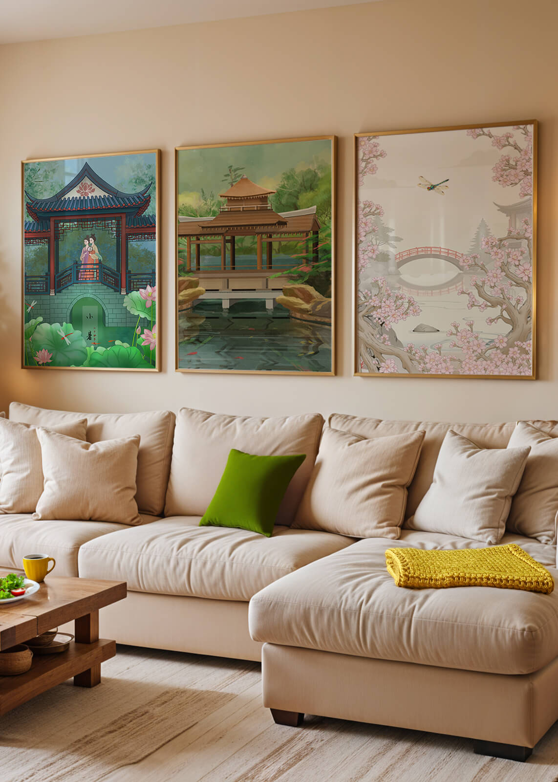 Triptyque de paysages asiatiques en impressions artistiques