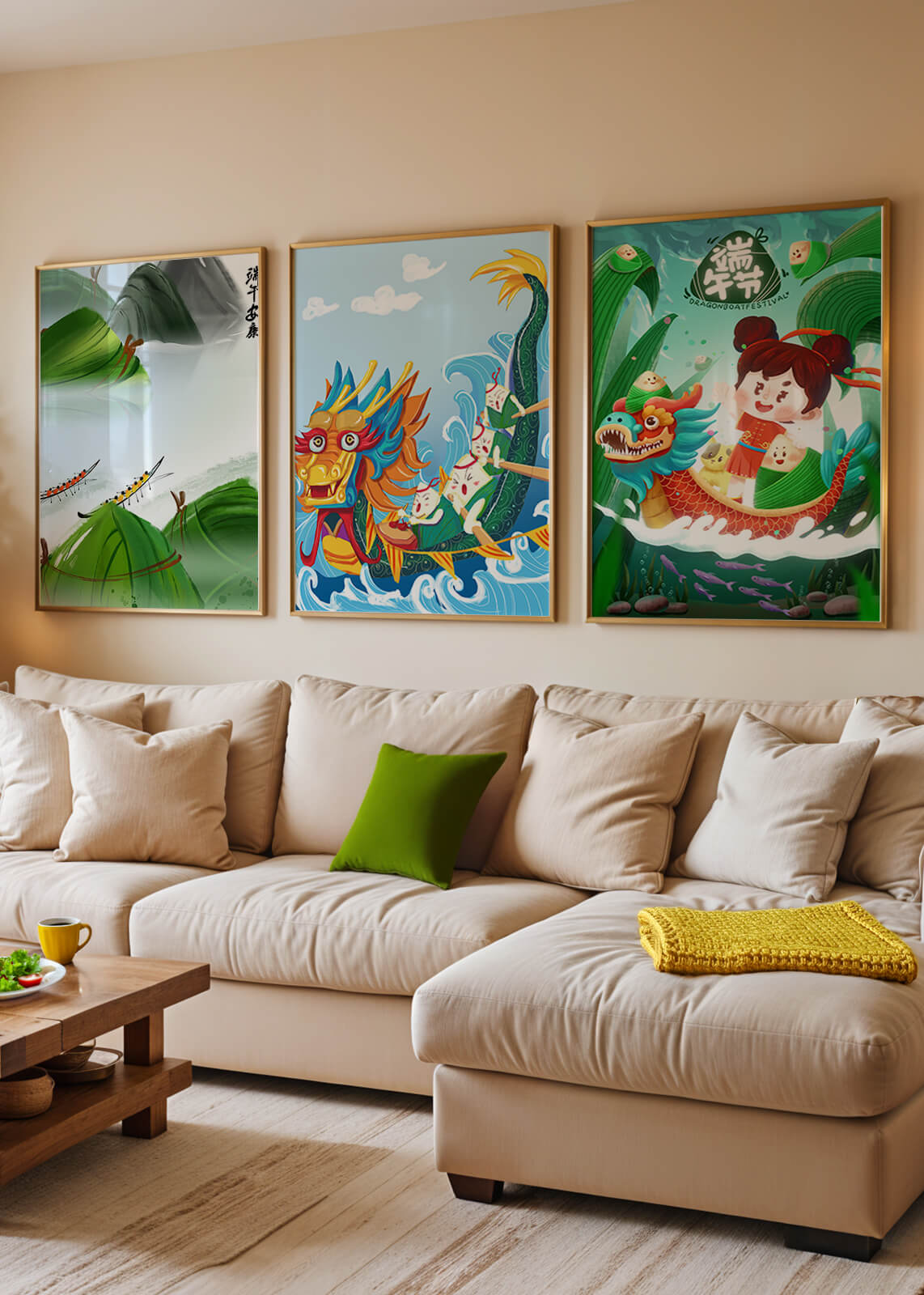 Art pour enfants avec des dragons et des éléments naturels dans un ton joyeux