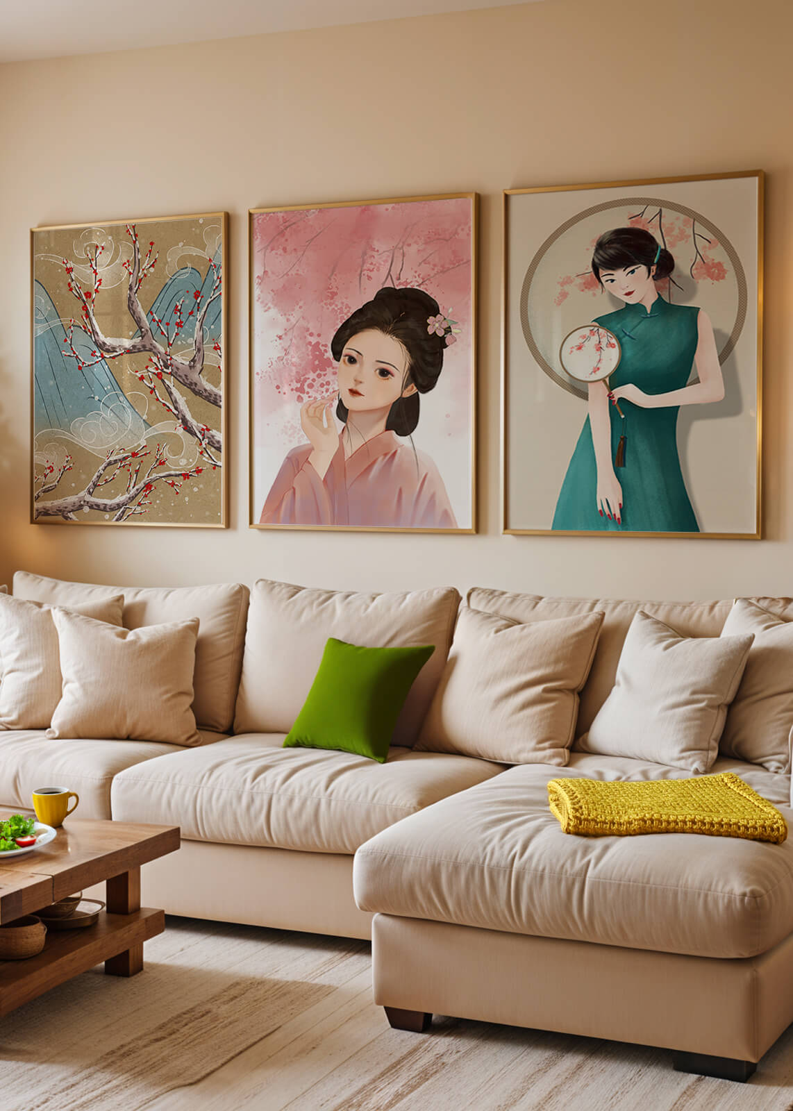 Elegante Arte Asiático en Estilo Moderno