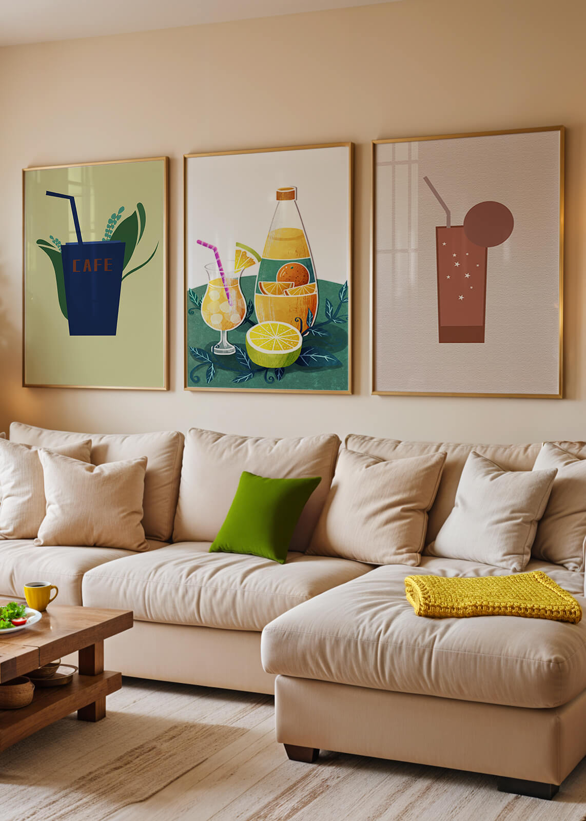 Imágenes Minimalistas de Bebidas Exhibidas en Interiores