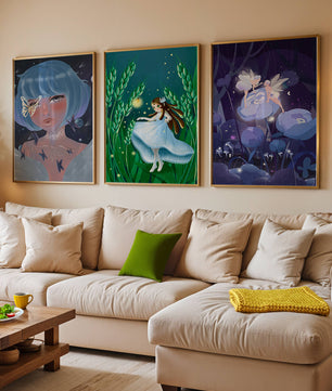 Set aus drei Kunstwerken mit Fantasymotiven