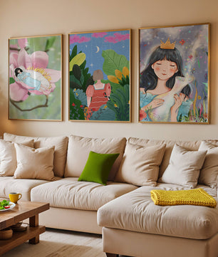 Conjunto De Tres Ilustraciones Artísticas Sin Marco