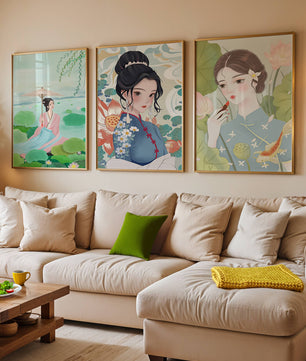 Décoration murale avec art asiatique de femmes élégantes