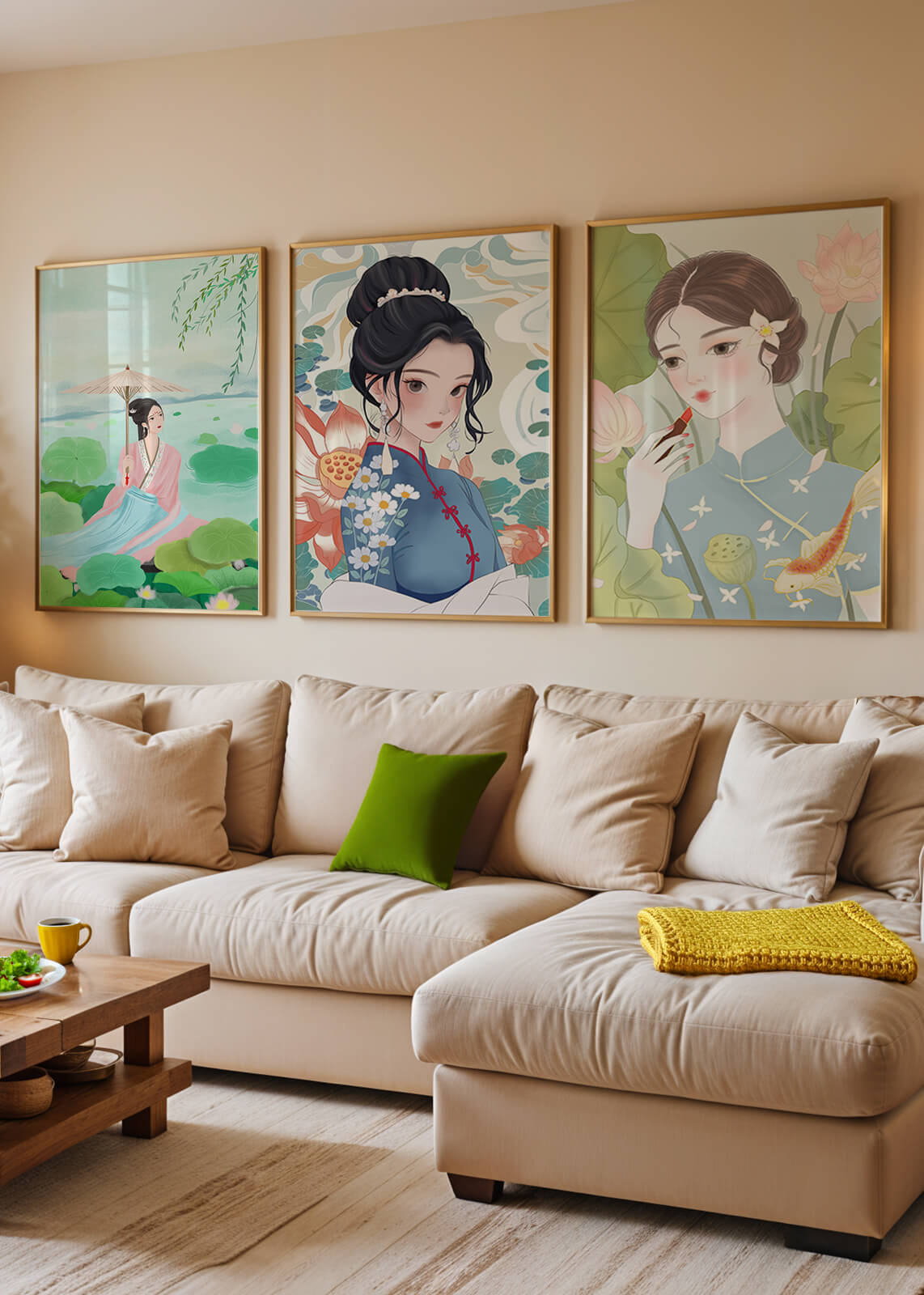 Décoration murale avec art asiatique de femmes élégantes