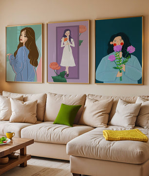 Wanddekoration mit modernen Illustrationen