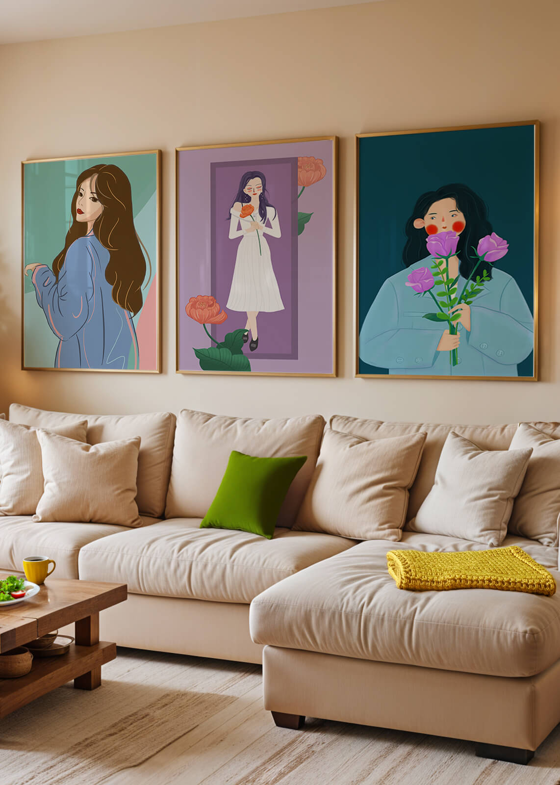 Wanddekoration mit modernen Illustrationen