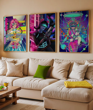 Ensemble d'affiches avec art de style cybernétique