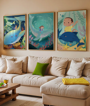 Tableau pour Enfants d’Aventures Sous-Marines avec Animaux Marins